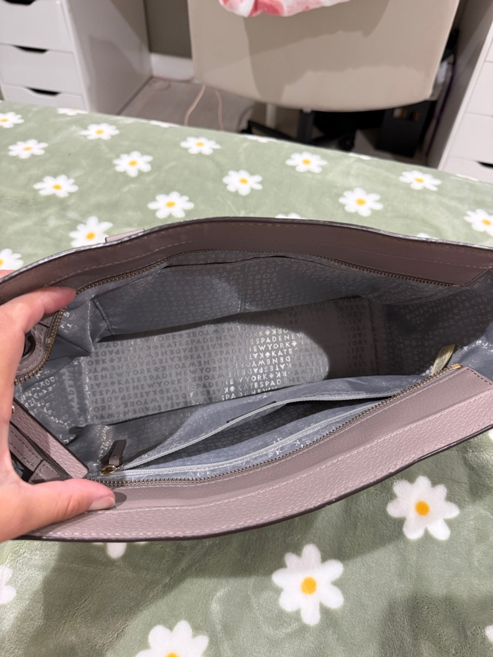 kate spade Mauve-Taupe Pebbled Leather Satchel - Picture 4 of 4